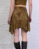 Asymmetrischer Rock mit floralem Print aus Samt
