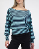 Offshoulder Langarmshirt mit Streifen