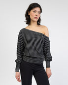 Offshoulder Langarmshirt mit Streifen