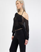 Offshoulder Langarmshirt aus Mesh