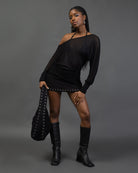 Offshoulder Langarmshirt aus Mesh