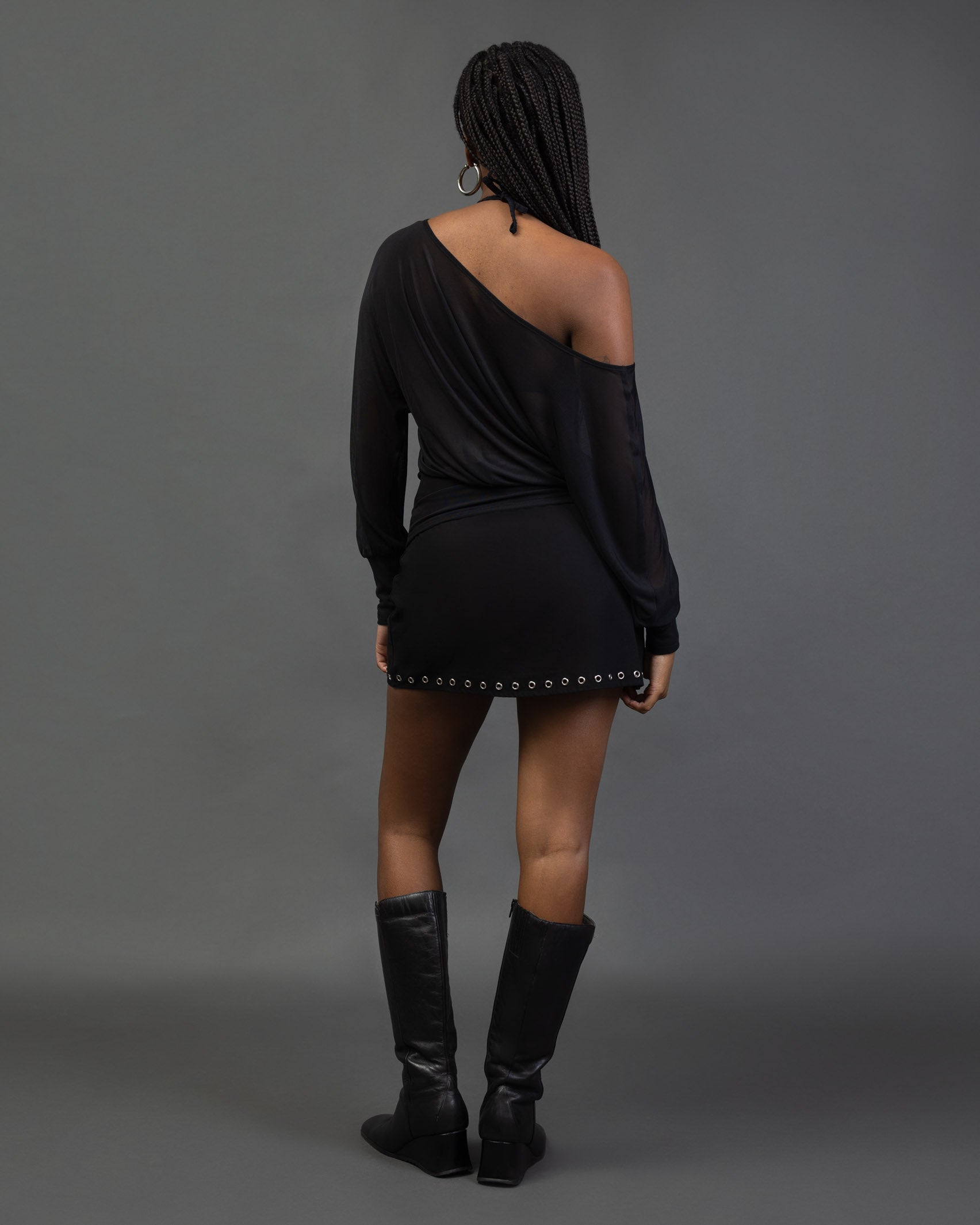 Offshoulder Langarmshirt aus Mesh