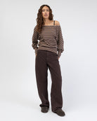 Offshoulder Langarmshirt mit Streifen