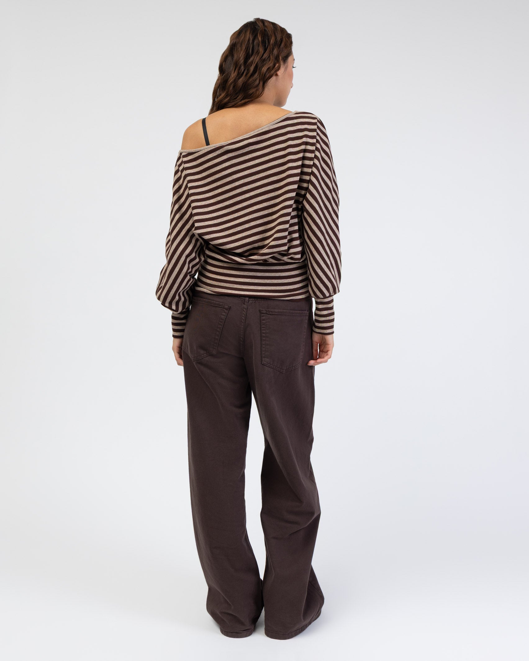 Offshoulder Langarmshirt mit Streifen