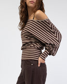 Offshoulder Langarmshirt mit Streifen