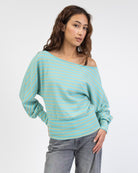 Offshoulder Langarmshirt mit Streifen