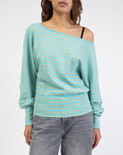 Offshoulder Langarmshirt mit Streifen