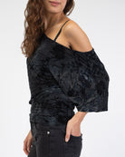 Off-Shoulder Shirt mit Blumenprint aus Samt