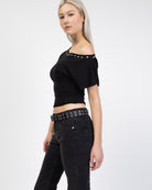 Offshoulder Shirt mit Ösen