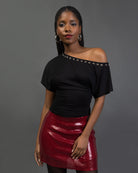 Offshoulder Shirt mit Ösen