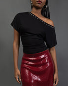 Offshoulder Shirt mit Ösen