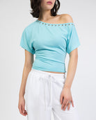 Offshoulder Shirt mit Ösen