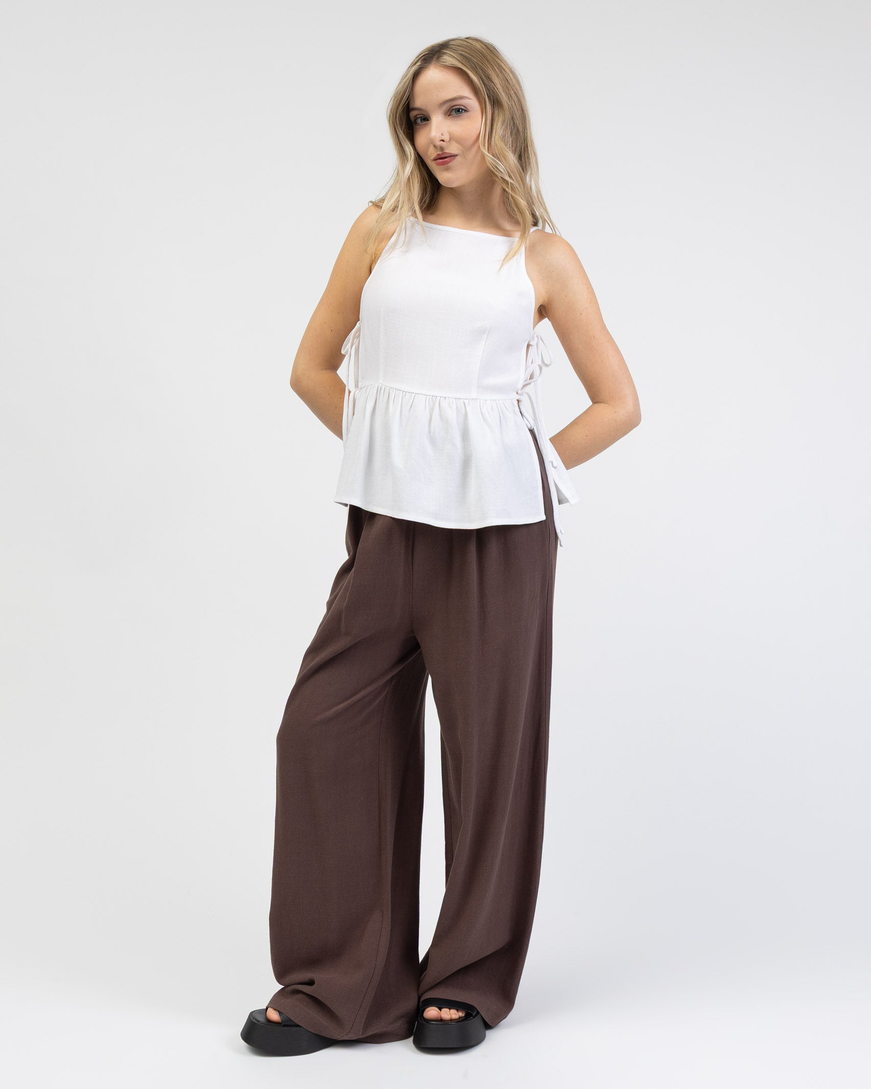 Peplum Top aus Leinen-Mix