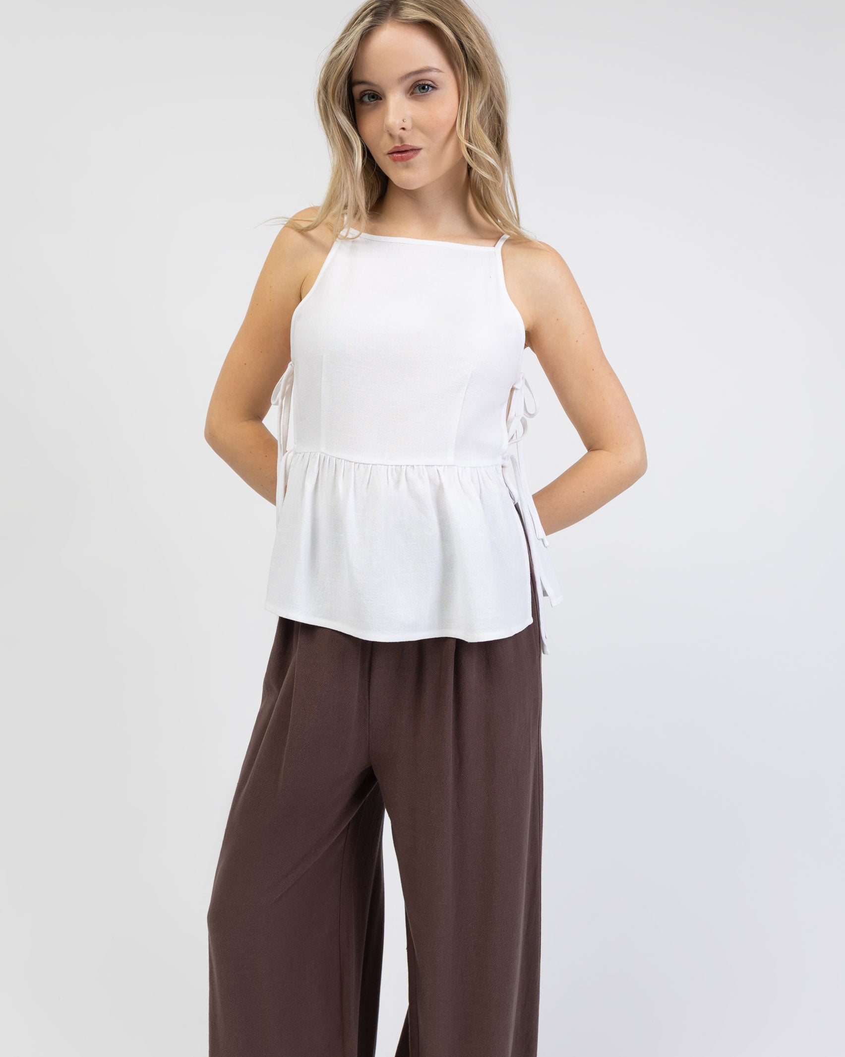 Peplum Top aus Leinen-Mix