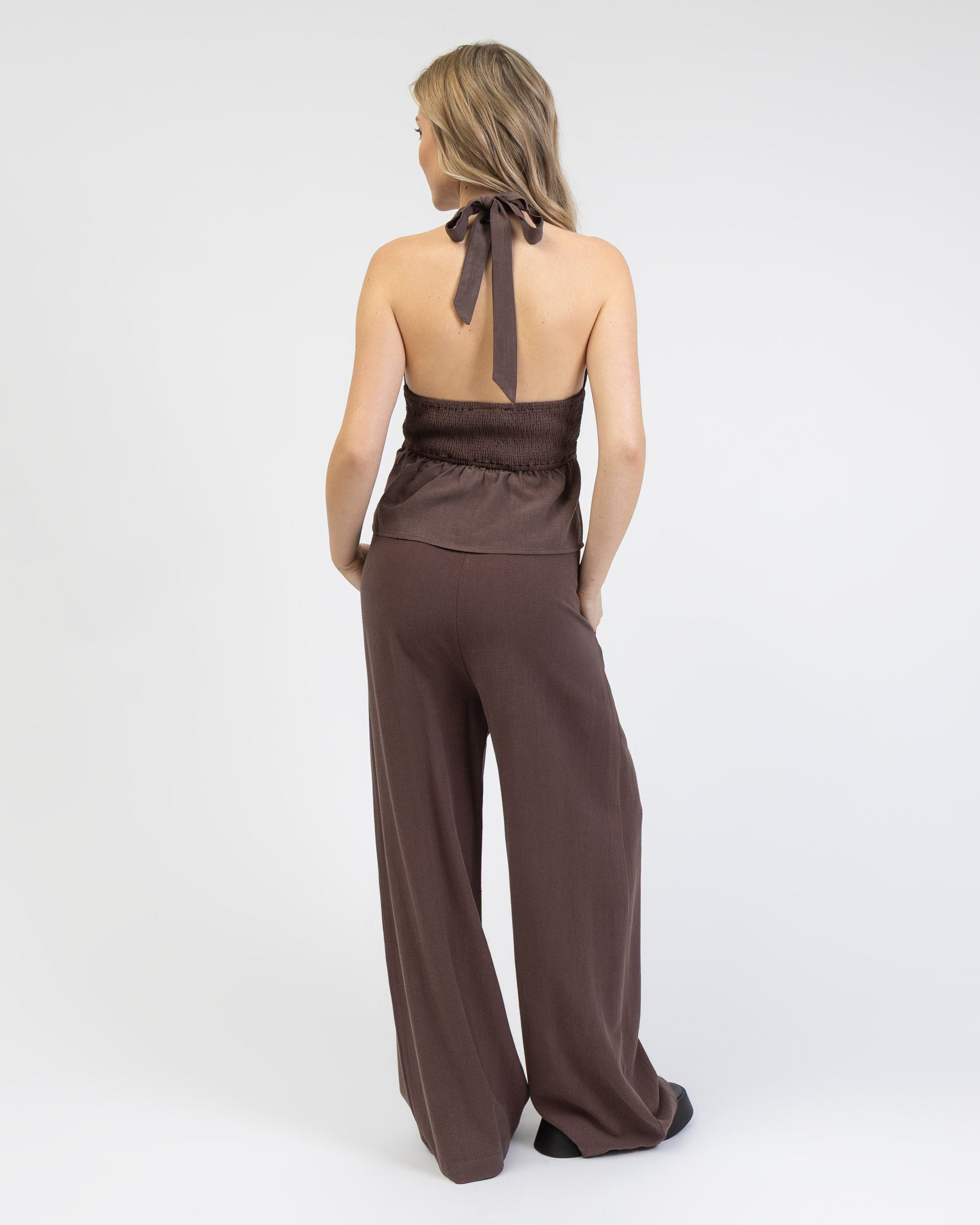 Neckholdertop aus Leinen-Mix