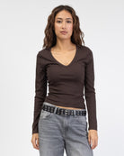 Longshirt mit V-Ausschnitt