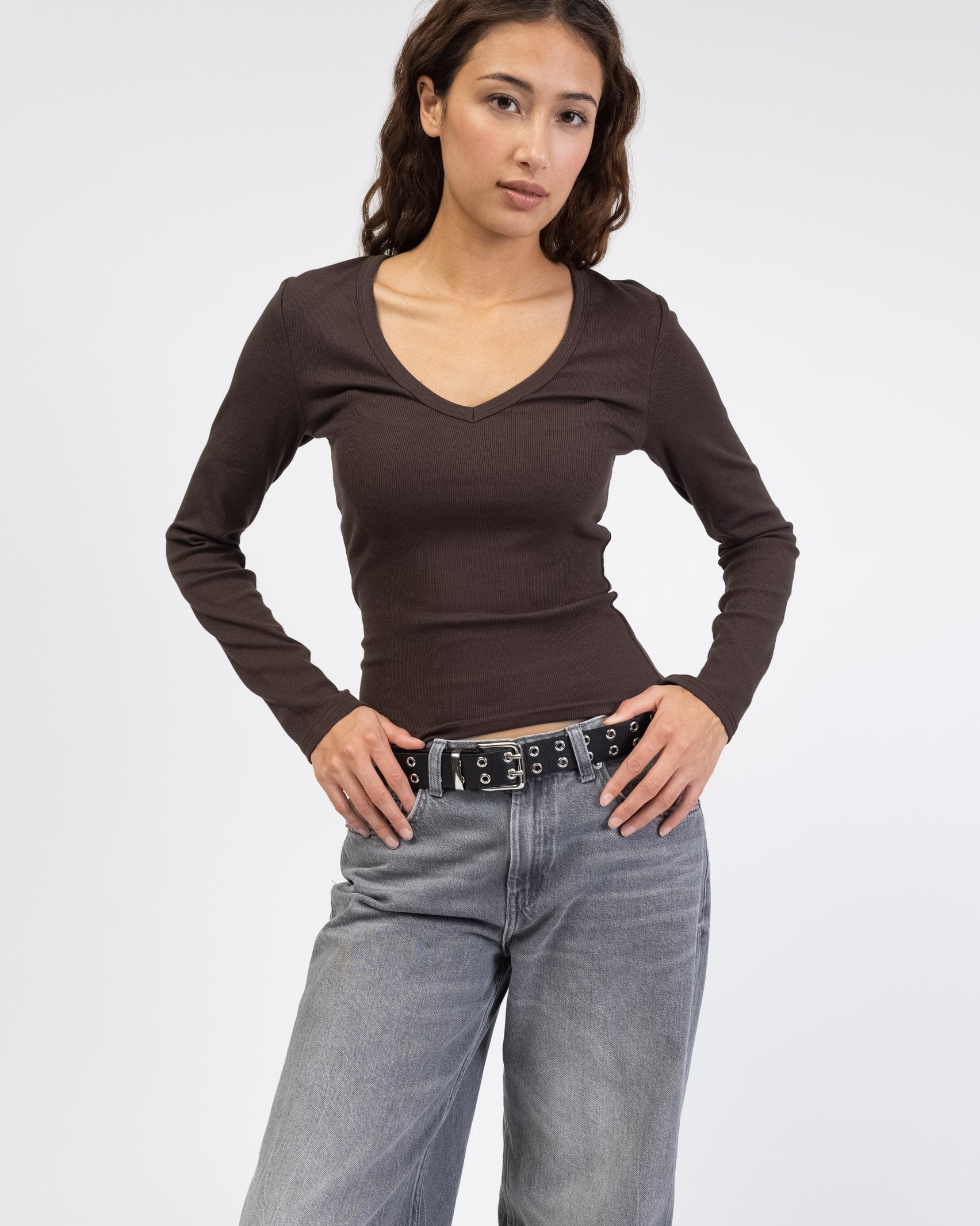 Longshirt mit V-Ausschnitt