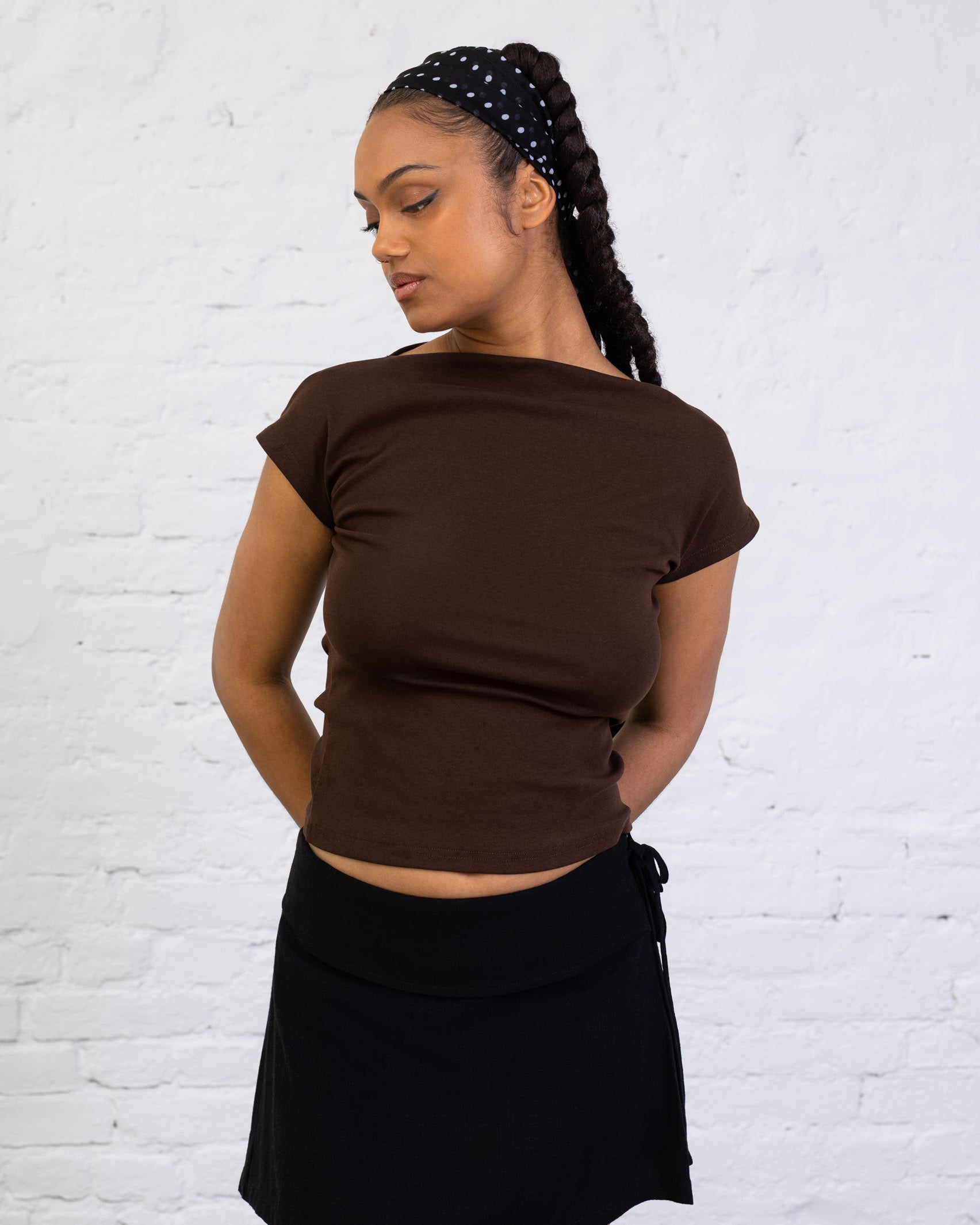 Basic Shirt mit hohem Ausschnitt