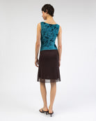 Boatneck Top mit Blumenprint aus Samt