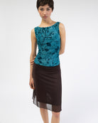 Boatneck Top mit Blumenprint aus Samt