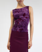 Boatneck Top mit Blumenprint aus Samt