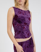Boatneck Top mit Blumenprint aus Samt