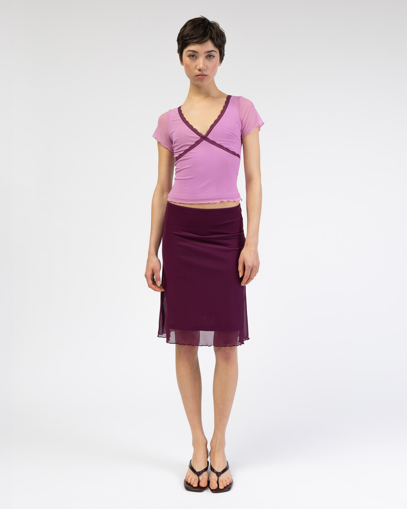 Duo Mesh Shirt mit Spitzendetails