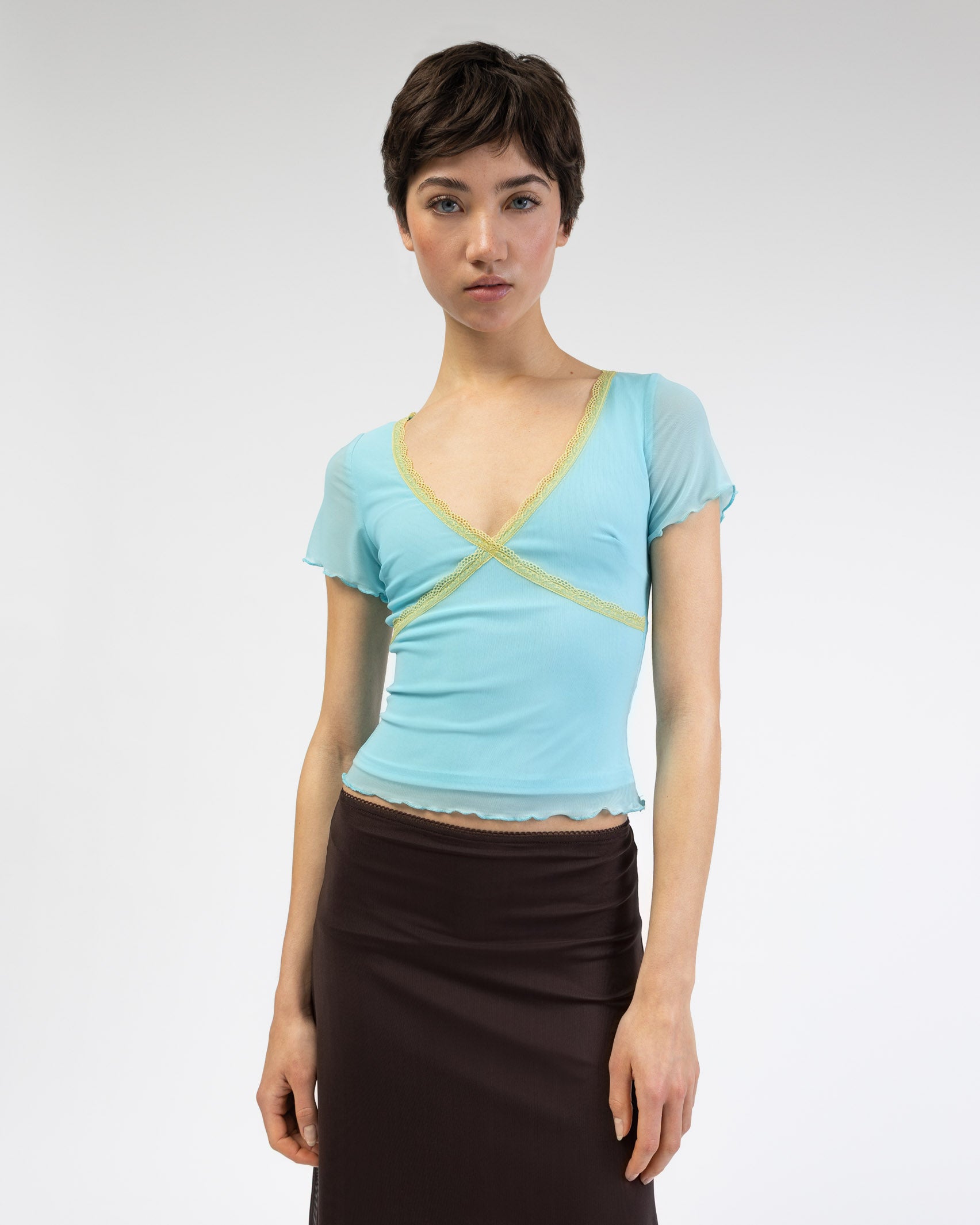 Duo Mesh Shirt mit Spitzendetails