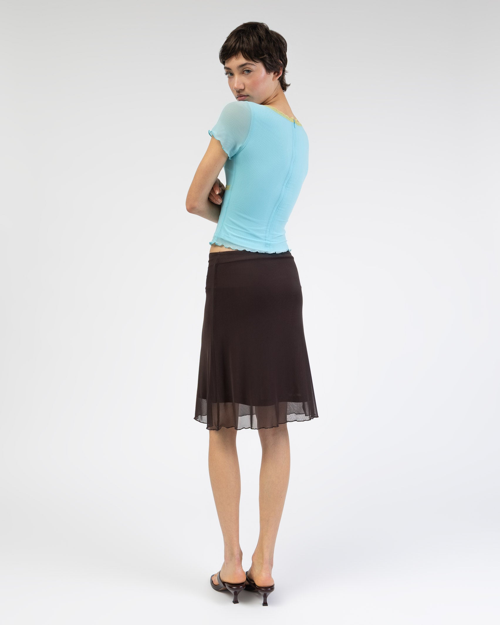 Duo Mesh Shirt mit Spitzendetails