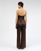 Asymmetrisches Satin-Top mit Spitze