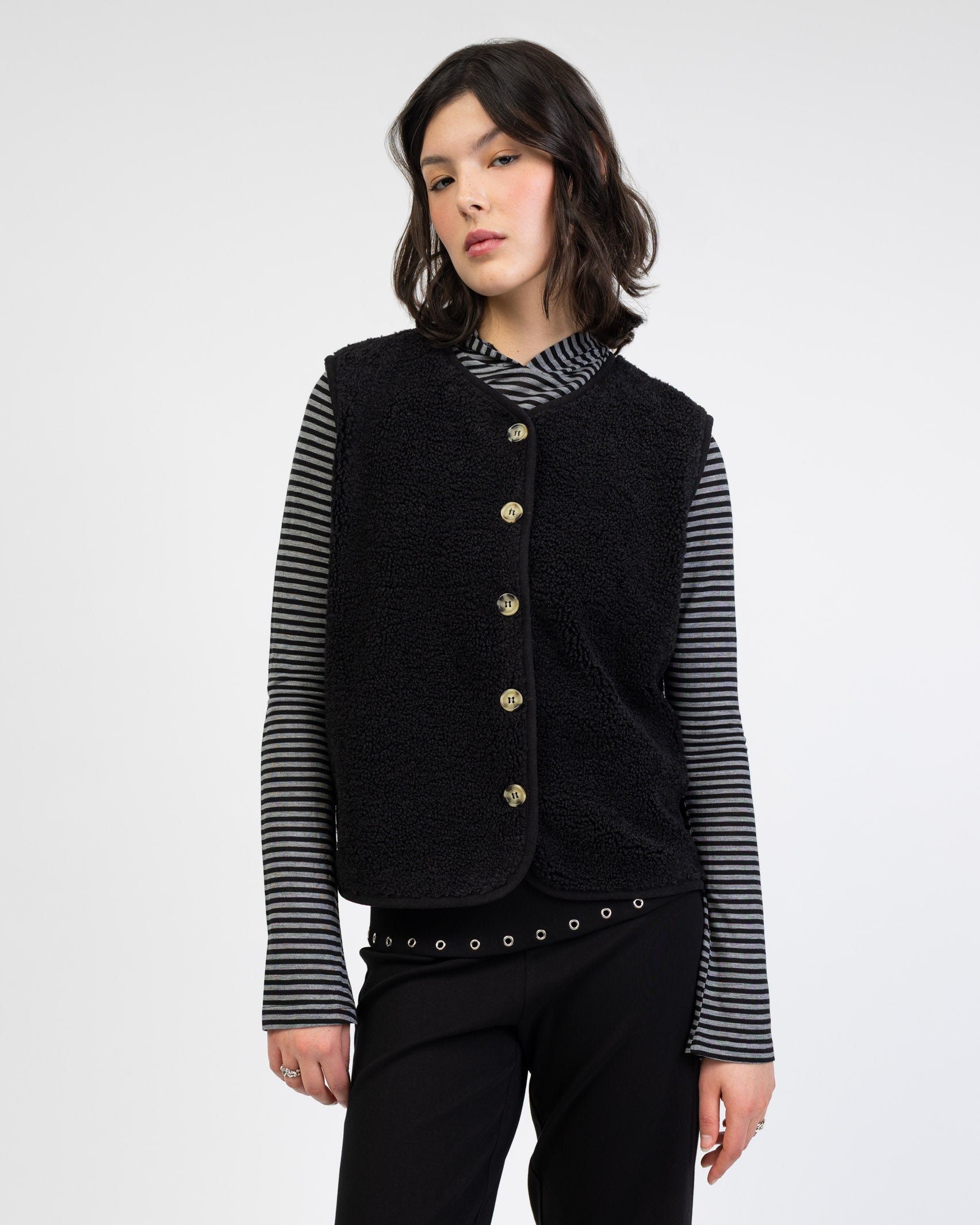 Einfarbige Teddyweste