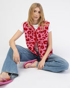 Teddyweste mit pink-rotem Leoprint
