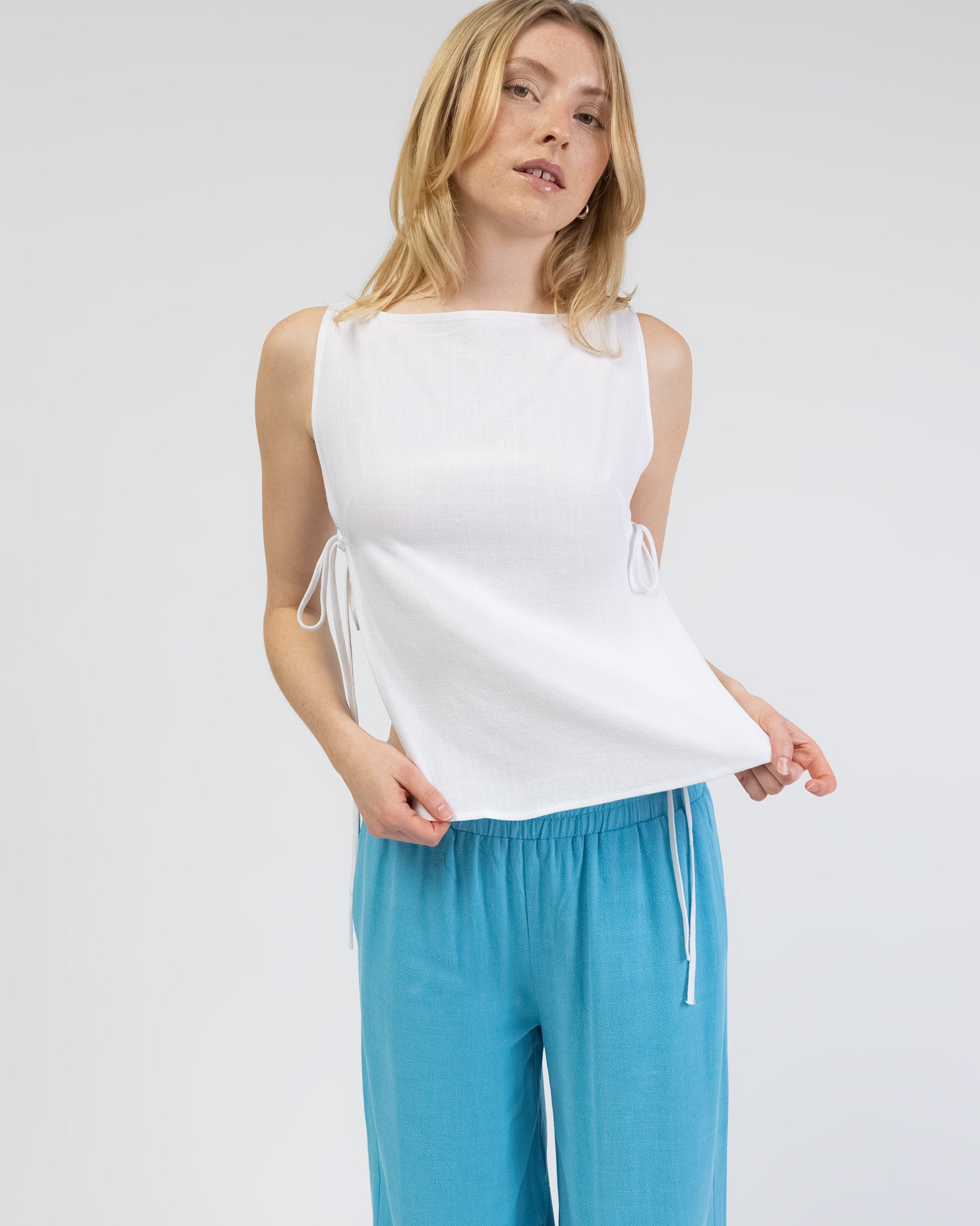 Top zum Binden aus Leinen-Mix