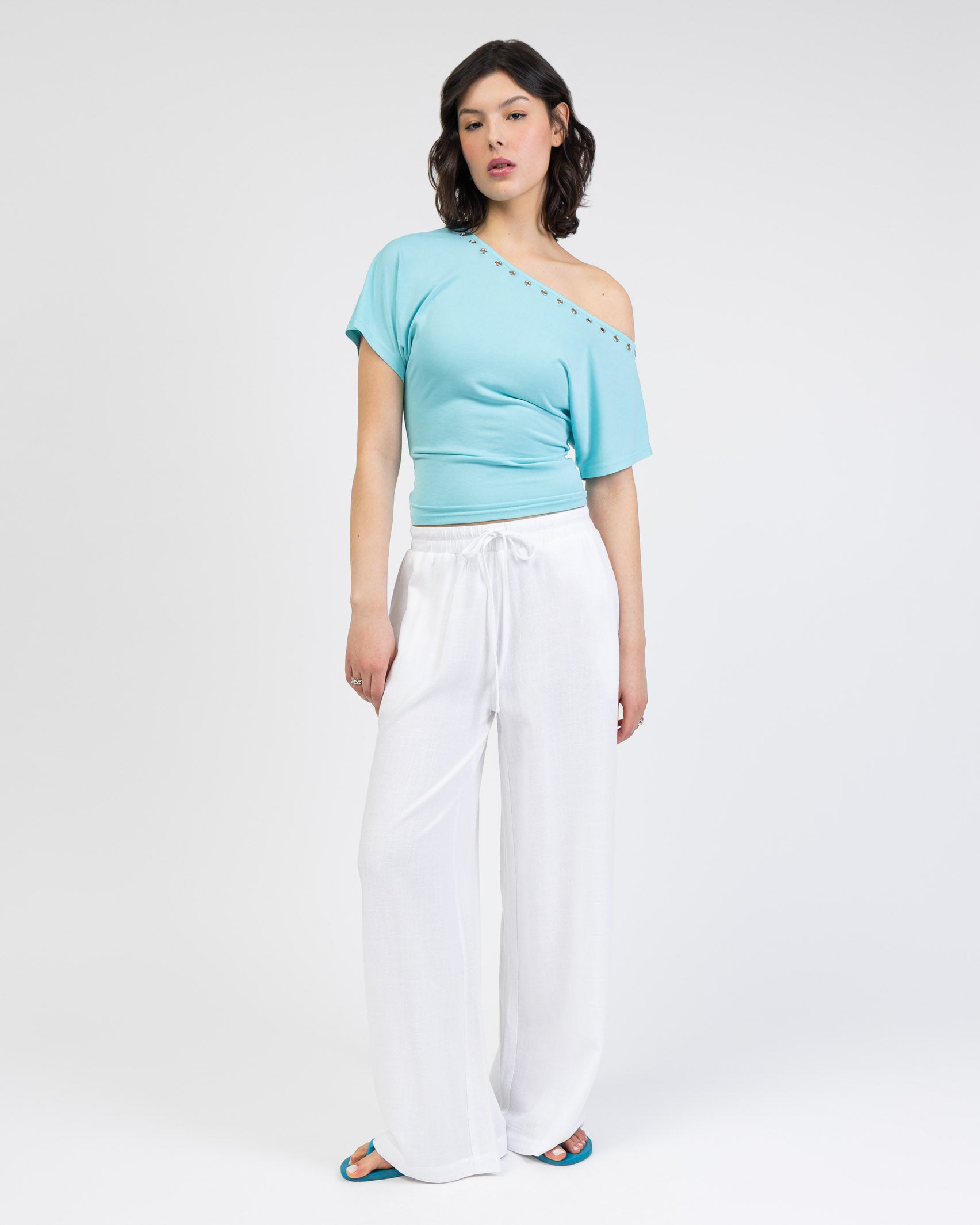 Lockere Hose aus Leinen-Mix