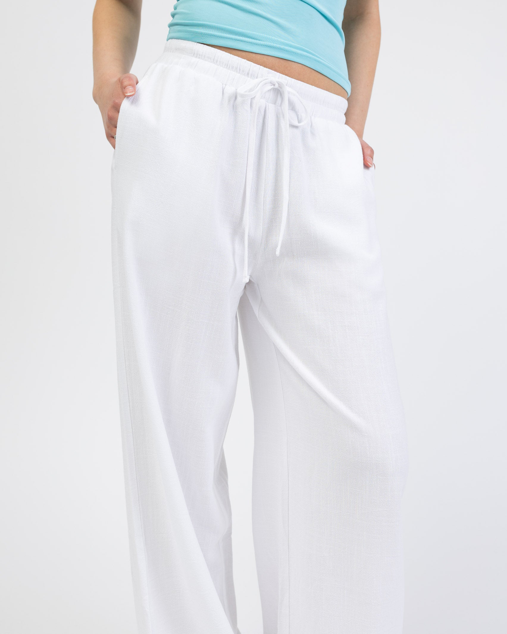 Lockere Hose aus Leinen-Mix