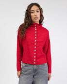 Gestreifte Strickjacke mit Stehkragen