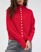 Gestreifte Strickjacke mit Stehkragen