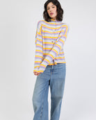 Strickjacke mit Stehkragen in Regenbogenfarben