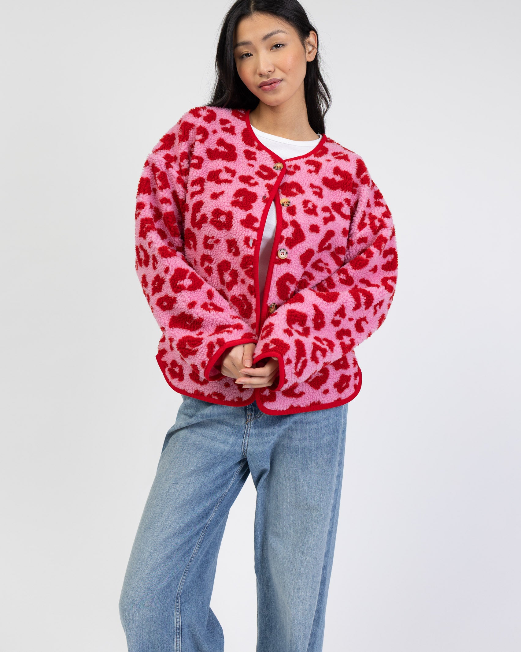 Teddyjacke mit Leoprint