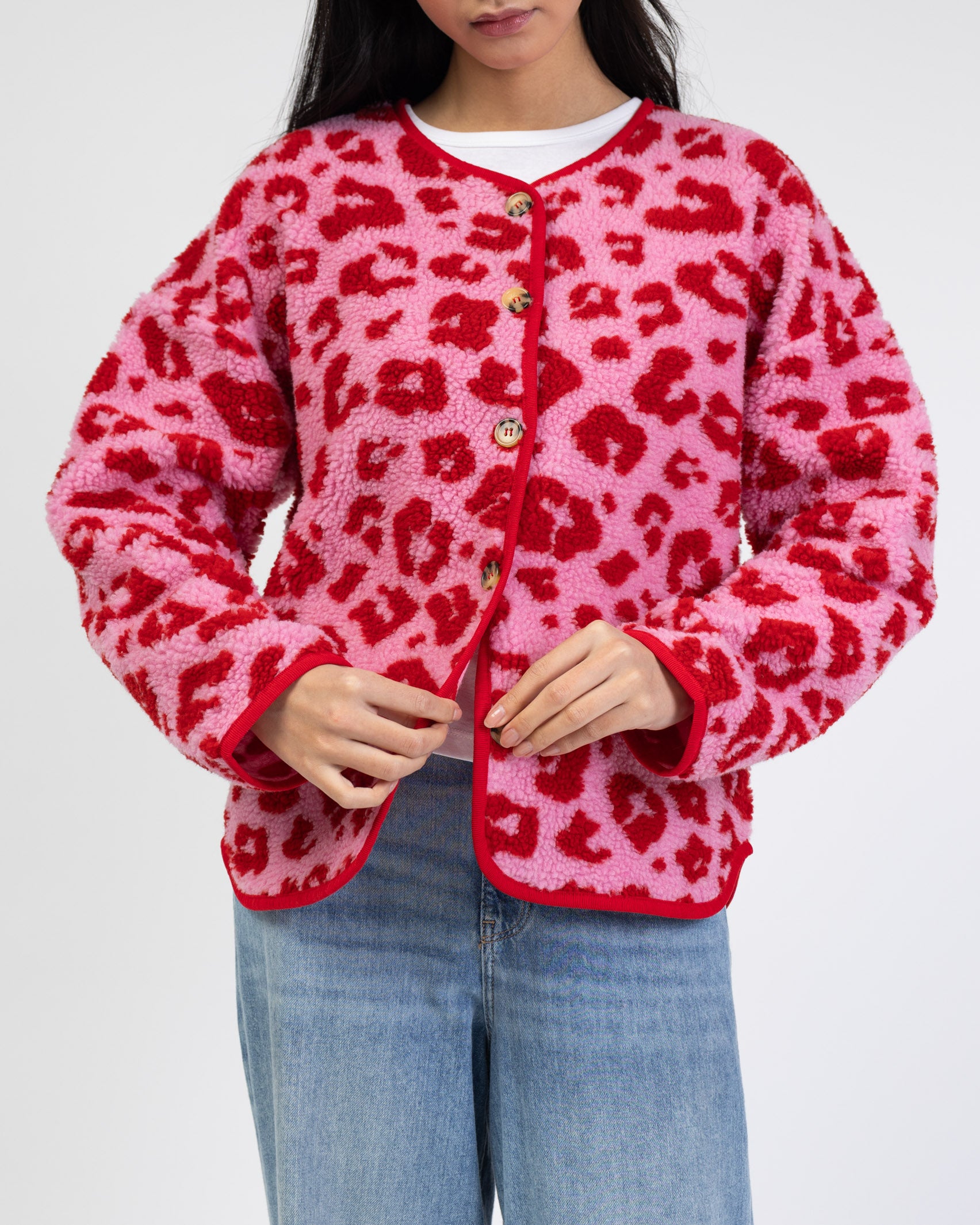 Teddyjacke mit Leoprint