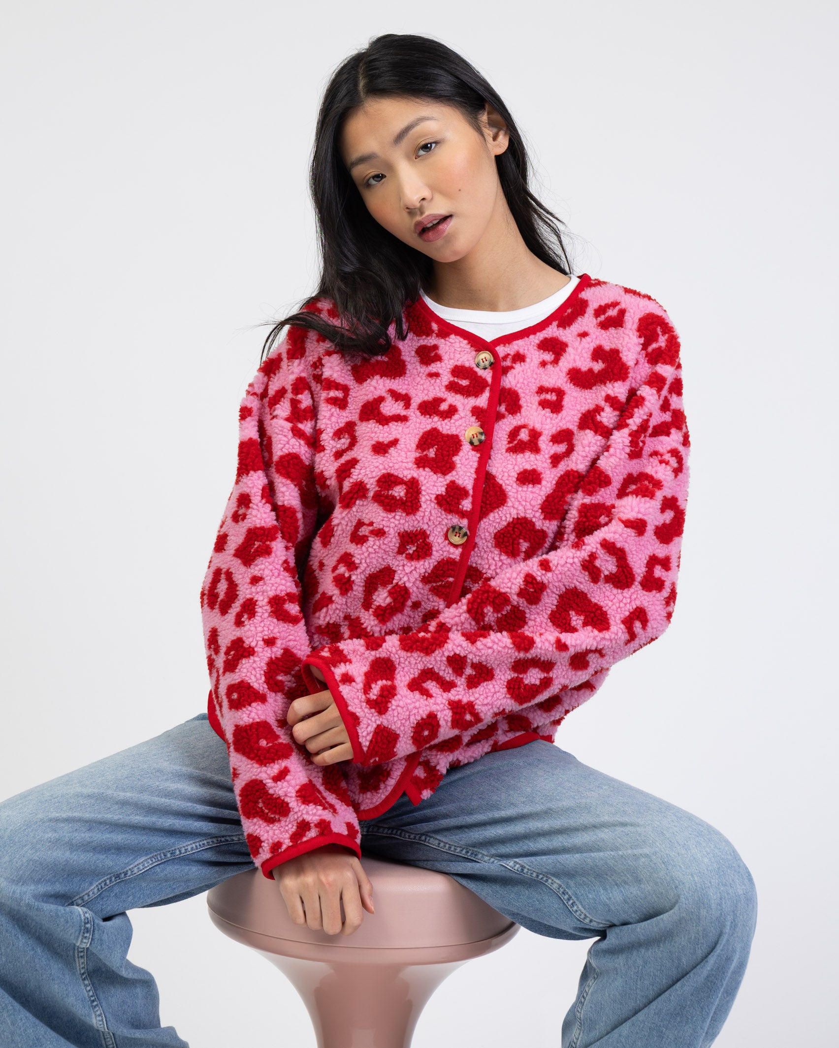 Teddyjacke mit Leoprint