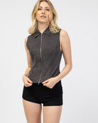 Ärmellose Bluse mit Reißverschluss