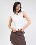Taillierte Bluse aus Leinen-Mix