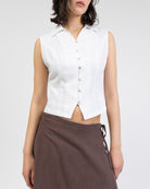 Taillierte Bluse aus Leinen-Mix