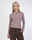 Gestreiftes Langarmshirt mit Trompetenärmeln