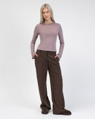 Gestreiftes Langarmshirt mit Trompetenärmeln