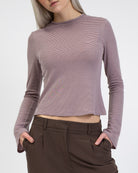 Gestreiftes Langarmshirt mit Trompetenärmeln