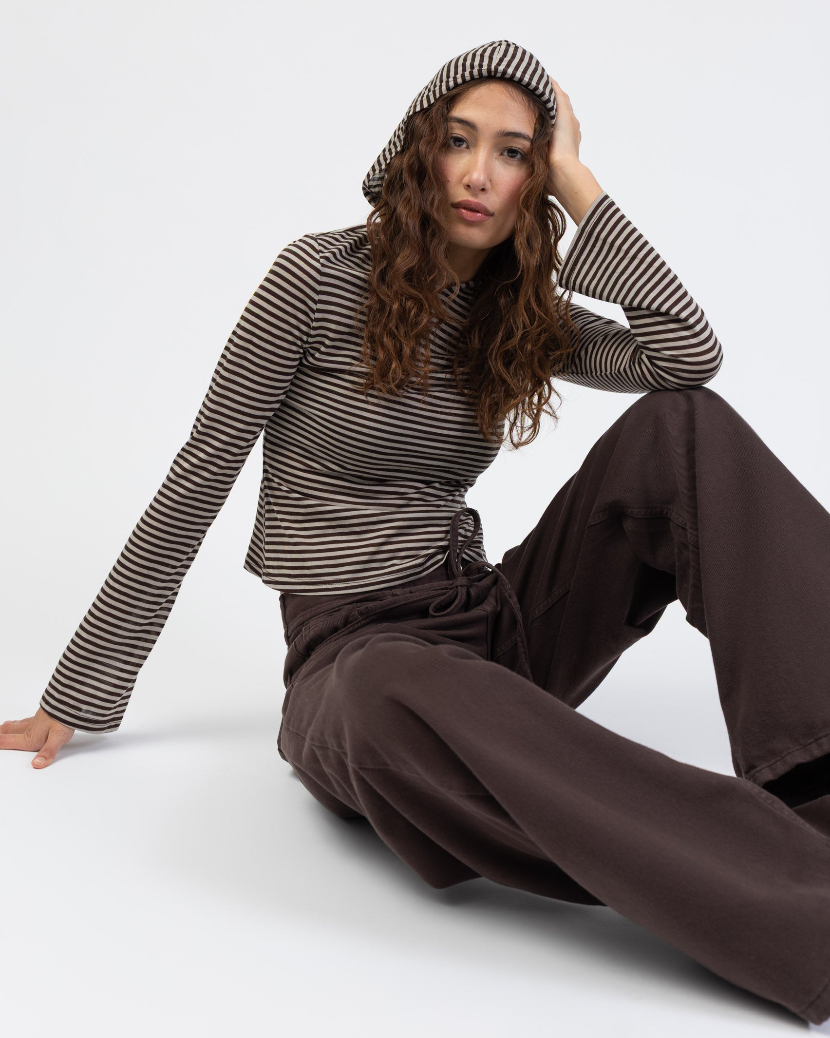 Gestreiftes Longshirt mit Kapuze