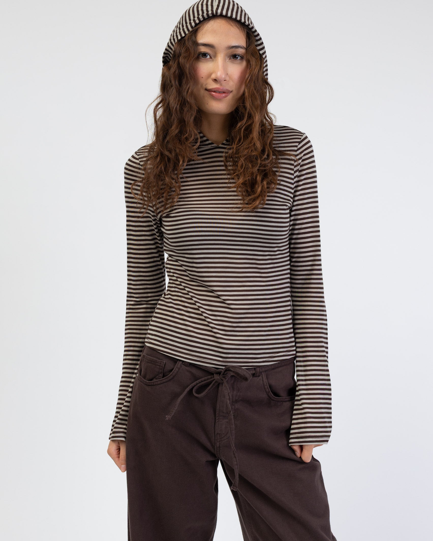 Gestreiftes Longshirt mit Kapuze