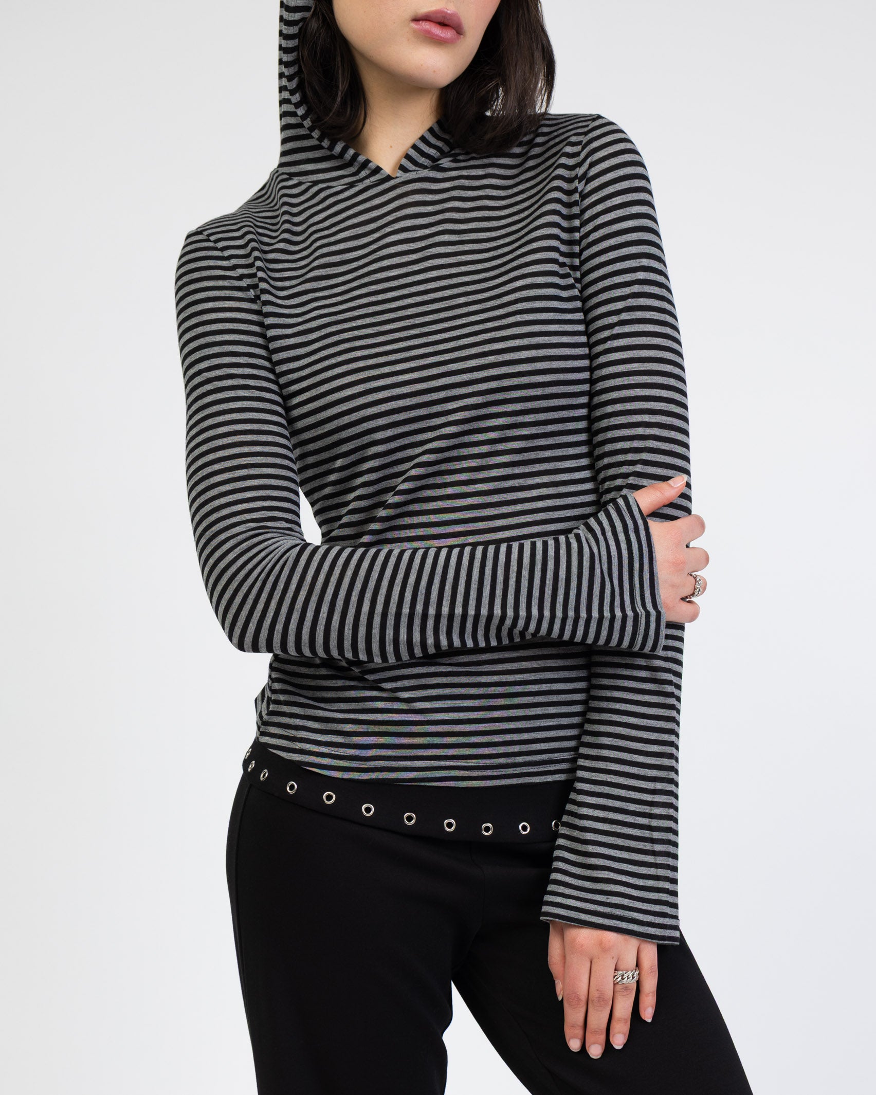 Gestreiftes Longshirt mit Kapuze